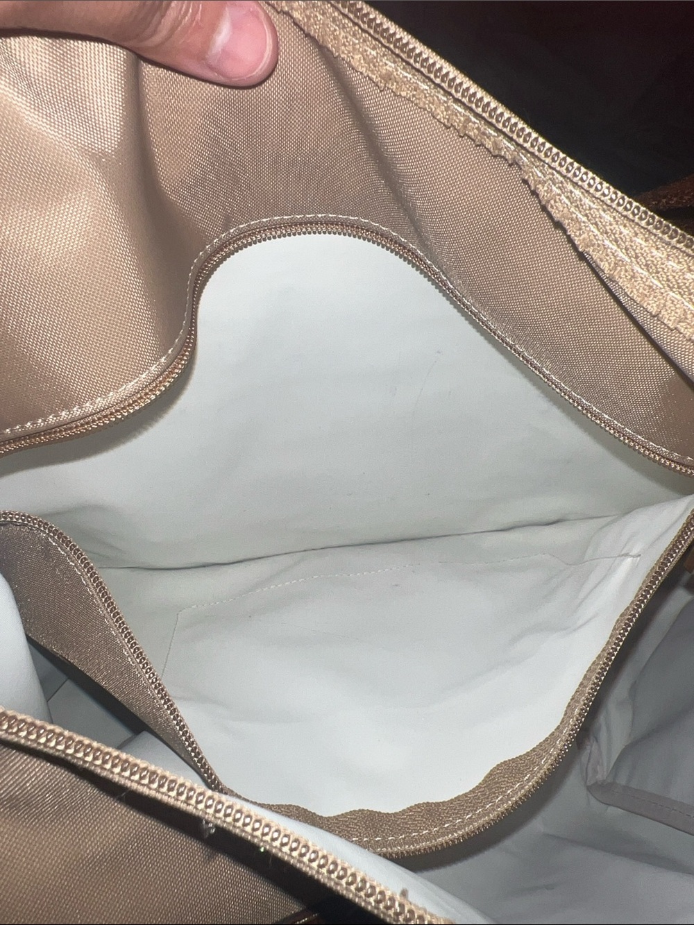 Longchamp Beige Tote Bag with Brown Trim - Picture 10 of 12